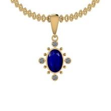 4.68 Ctw SI2/I1 Blue Sapphire And Diamond 14K Yellow Gold Necklace