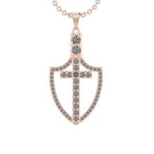 1.30 Ctw SI2/I1 Diamond 14K Rose Gold Cross Pendant Necklace