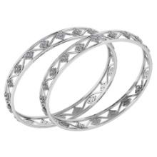 Certified 4.80 Ctw Diamond VS/SI1 Bangles 14K White Gold Made In USA