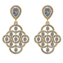 3.84 Ctw SI2/I1 Diamond 14K Yellow Gold Dangling Earrings