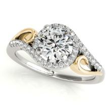 CERTIFIED TWO TONE GOLD 1.00 CTW J-K/VS-SI1 DIAMOND HALO ENGAGEMENT RING