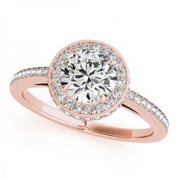 CERTIFIED 18K ROSE GOLD 1.46 CTW J-K/VS-SI1 DIAMOND HALO ENGAGEMENT RING