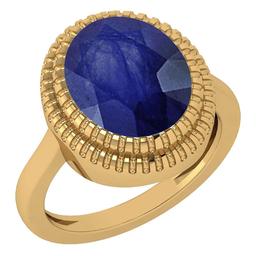 Certified 5.05 Ctw Blue Sapphire 14k Yellow Gold Solitaire Ring (VS/SI1) MADE IN USA