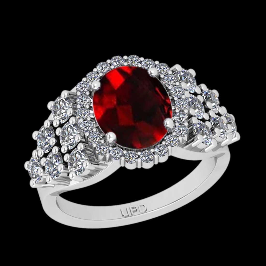 6.12 Ctw VS/SI1 Spessartite Garnet and Diamond 14K White Gold Engagement Ring