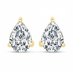 Certified 1.00 CTW Pear Diamond 14K Yellow Gold Earring