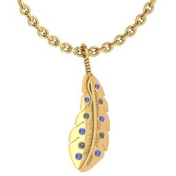 Certified 0.08 Ctw I2/I3 Tanzanite And Diamond 14K Yellow Gold Victorian Style Necklace