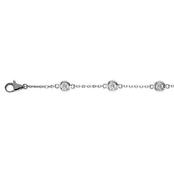 Diamond Anklet Bracelet Bezel Set 14K White Gold 0.50ctw