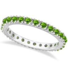 Peridot Eternity Stackable Ring Band 14K White Gold 0.75ctw