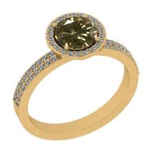 Certified 1.45 Ctw SI1/SI2 Natural Fancy Light Brown Yellow And White Diamond 14K Yellow Gold Engage