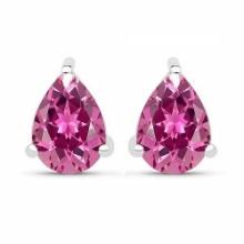 4.50 CTW Genuine Pink Tourmaline And 14K White Gold Earrings