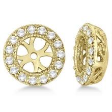 Vintage Style Round Cut Diamond Earring Jackets 14k Yellow Gold 0.27ctw