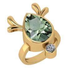 Certified 5.75 Ctw Green Amethyst And Diamond Ladies Fashion Halo Ring 14k Rose Gold (VS/SI1) MADE I