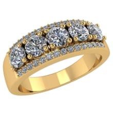 Certified 1.30 CTW Round Diamond 14K Yellow Gold Ring