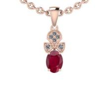 0.83 Ctw SI2/I1 Ruby And Diamond 14K Rose Gold Vintage Style Pendant