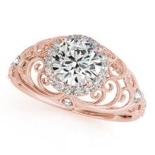 CERTIFIED 18K ROSE GOLD 1.19 CTW J-K/VS-SI1 DIAMOND HALO ENGAGEMENT RING