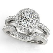 Certified 1.90 Ctw SI2/I1 Diamond 14K White Gold Engagement Halo Set Ring