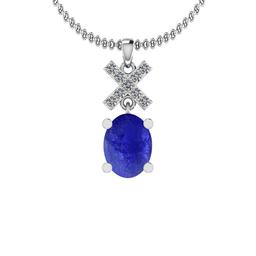 Certified 5.61 Ctw Tanzanite and Diamond I1/I2 14K White Gold Victorian Style Pendant