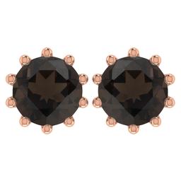 2.00 Ctw SI2/I1 Smoky Quarzt 14K Rose Gold Stud Earring