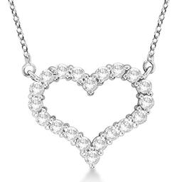 Open Heart Diamond Pendant Necklace 14k White Gold 3.10ctw