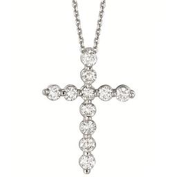 Diamond Cross Pendant Necklace in 14k White Gold 1.01ctw