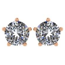 Certitifed 1.60 Ctw Round Diamond 14K Rose Gold Stud Earrings