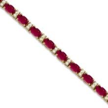 Diamond and Oval Cut Ruby Tennis Bracelet 14k Yellow Gold 9.25ctw