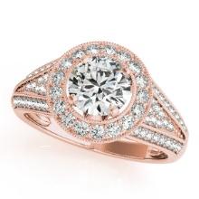 Certified 1.30 Ctw SI2/I1 Diamond 14K Rose Gold Engagement Halo Ring