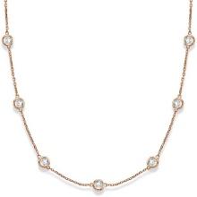 Station Bezel-Set Necklace in 14k Rose Gold 3.00ctw