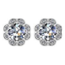 Certified .99 Ctw Diamond 14k White Gold Halo Stud Earring VS-SI1