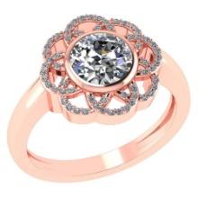 Certified 1.40 Ctw Round Diamond 14k Rose Gold Halo Ring