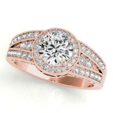 CERTIFIED 18K ROSE GOLD .92 CTW J-K/VS-SI1 DIAMOND HALO ENGAGEMENT RING