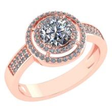 1.35 Ctw Diamond 14k Rose Gold Halo Ring VS/SI1