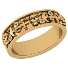 Certified 0.05 Ctw Diamond SI2/I1 Skull Band 14K Yellow Gold Ring