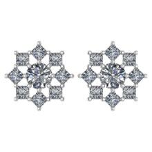 Certified 1.46 Ctw Diamond 14k White Gold Halo Stud Earring