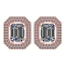 3.71 Ctw Diamond 14k Rose Gold Halo Stud Earrings VS/SI2