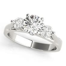 Certified 0.38 Ctw SI2/I1 Diamond 14K White Gold three Stone Ring