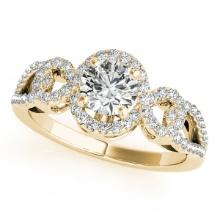 Certified 1.10 Ctw SI2/I1 Diamond 14K Yellow Gold Engagement Halo Ring