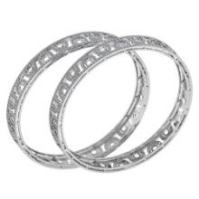 Certified 8.12 Ctw Diamond VS/SI1 Bangles 14K White Gold Made In USA