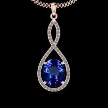 5.71 Ctw VS/SI1 Tanzanite And Diamond 10K Rose Gold Vintage Style Pendant