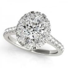 CERTIFIED 18KT WHITE GOLD 1.51 CTW J-K/VS-SI1 DIAMOND HALO ENGAGEMENT RING