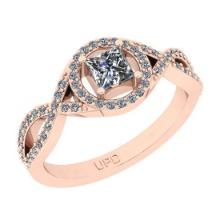 0.59 Ctw SI2/I1 Gia Certified Center Diamond 14K Rose Gold Engagement Ring