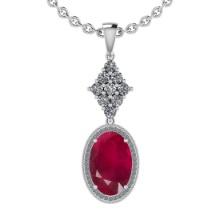 14.65 CtwSI2/I1 Ruby And Diamond 14K White Gold Pendant Necklace