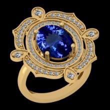 4.63 Ctw VS/SI1 Tanzanite And Diamond 10K Yellow Gold Vintage Style Ring