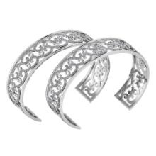 Certified 4.16 Ctw Diamond VS/SI1 Bangles 14K White Gold Made In USA