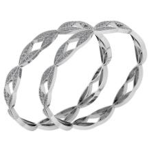 Certified 6.52 Ctw Diamond VS/SI1 Bangles 14K White Gold Made In USA