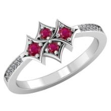 Certified 1.25 CTW Genuine Ruby And Diamond 14K White Gold Ring