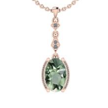 24.82 Ctw I2/I3 Green Amethyst And Diamond 10K Rose Gold Pendant