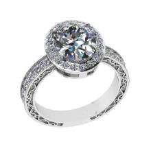 3.21 Ctw SI2/I1 Diamond 14K White Gold Engagement Halo Ring