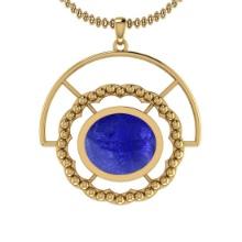 Certified 12.15 Ctw Tanzanite 14K Yellow Gold Victorian Style Pendant