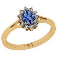 0.64 Ctw I2/I3 sapphire And Diamond 14K Yellow Gold Promises Ring